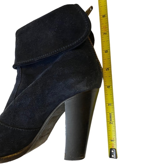 Lockharte Suede Leather Fold-Over Heeled Platform Booties Size 7 - Picture 6 of 11